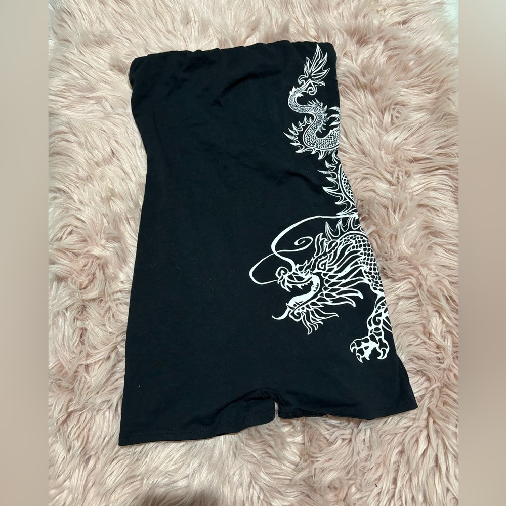 Black and white dragon romper